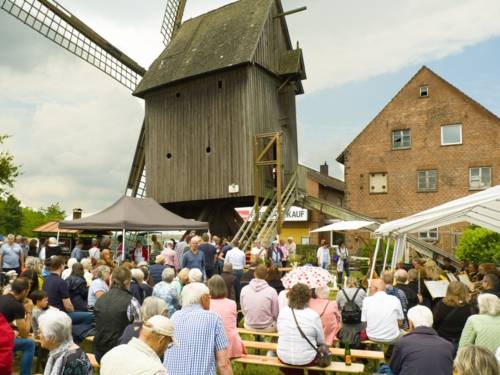 Besucher vor der Bockwindmühle