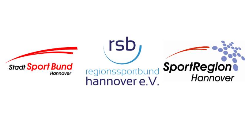 Logos von Stadtsportbund Hannover, Regionssportbund Hannover und Sportregion Hannover