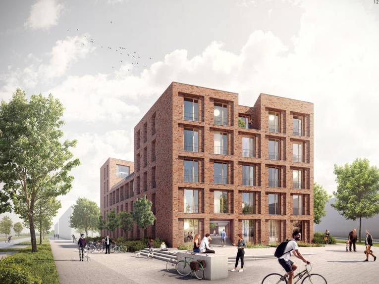 Visualisierung eines Baugebietes.